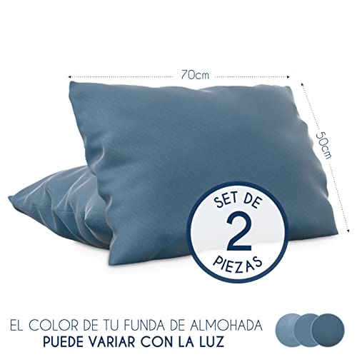 Dreamzie - Set de 2 x Funda de Almohada 50x70 cm, Azúl, Microfibra (100% Poliéster) - Fundas de Almohadas Hipoalergénica - Fundas de Cojines de Calidad con una Suavidad Incomparable