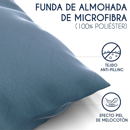 Dreamzie - Set de 2 x Funda de Almohada 50x70 cm, Azúl, Microfibra (100% Poliéster) - Fundas de Almohadas Hipoalergénica - Fundas de Cojines de Calidad con una Suavidad Incomparable