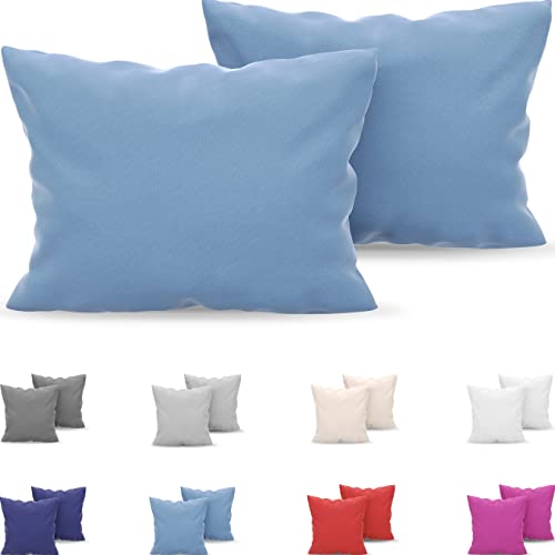 Dreamzie - Set de 2 x Funda de Almohada 50x70 cm, Azúl, Microfibra (100% Poliéster) - Fundas de Almohadas Hipoalergénica - Fundas de Cojines de Calidad con una Suavidad Incomparable