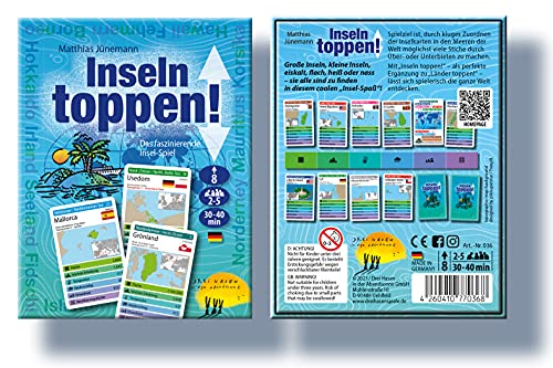 Drei Hasen in der Abendsonne GmbH 036 Islas Toppen - Juego de Cartas, Color Azul y Verde