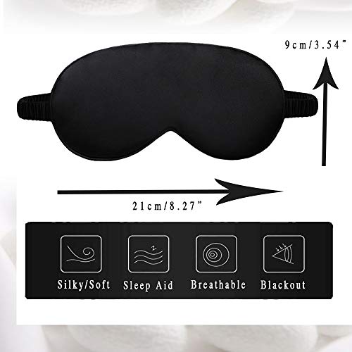 dressfan Antifaz Máscara para Dormir de Seda Natural Anti-luz,Máscara para Los Ojos con Correa Elástica,Algodón Relleno,Mujeres y Hombres,Viajes/Siestas/Trabajo por Turnos,Negro