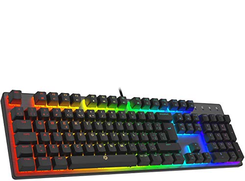 DREVO Tyrfing V2 105Key RGB Teclado Mecánico Gaming con Cable USB diseño Completo Programable Macro Soporte de Software Outemu Clicky Interruptor Azul, QWERTY Distribución Español