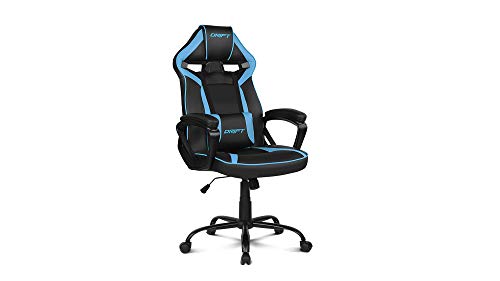 Drift DR50BL- Silla Gaming Profesional, polipiel, reposabrazos acolchados, piston clase 4, asiento basculante, altura regulable, cojín lumbar, color Negro/azul