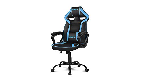 Drift DR50BL- Silla Gaming Profesional, polipiel, reposabrazos acolchados, piston clase 4, asiento basculante, altura regulable, cojín lumbar, color Negro/azul