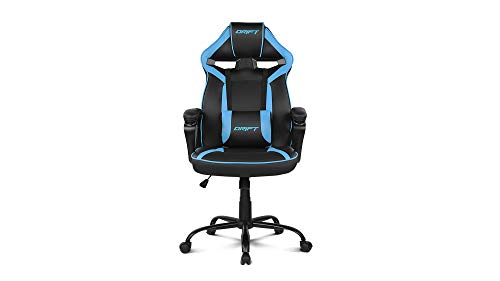 Drift DR50BL- Silla Gaming Profesional, polipiel, reposabrazos acolchados, piston clase 4, asiento basculante, altura regulable, cojín lumbar, color Negro/azul