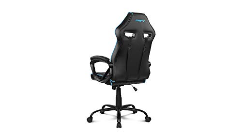 Drift DR50BL- Silla Gaming Profesional, polipiel, reposabrazos acolchados, piston clase 4, asiento basculante, altura regulable, cojín lumbar, color Negro/azul