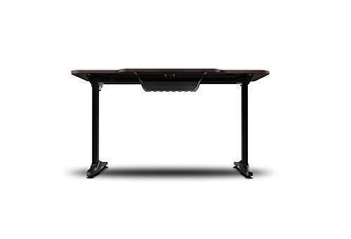 Drift Gaming -DRDZ200- Mesa Gaming con tablero de fibra de carbono cubierto por un alfombrilla full size, soporte para tazas y auriculares, patas regulables, color negro