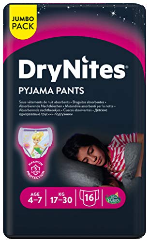 DryNites Braguitas absorbentes para Niña 4-7 años 17-30 kg, 4 paquetes x 16 uds 64 unidades