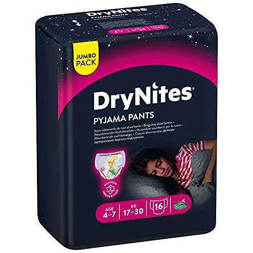 DryNites Braguitas absorbentes para Niña 4-7 años 17-30 kg, 4 paquetes x 16 uds 64 unidades