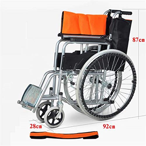 DS Silla de ruedas Silla de Ruedas Plegable Estructura de Acero Anciano Scooter Trolley Silla de Ruedas Antigua (Color : A)