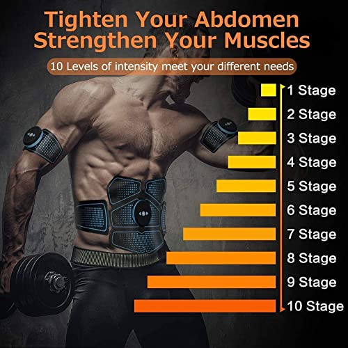 Duang Electroestimulador Muscular Abdominales AbS Muscle Stimulator USB Recargable Ultimate Stimulator 10PCS Gel Training Pads Equipo de Reemplazo para Damas Mens