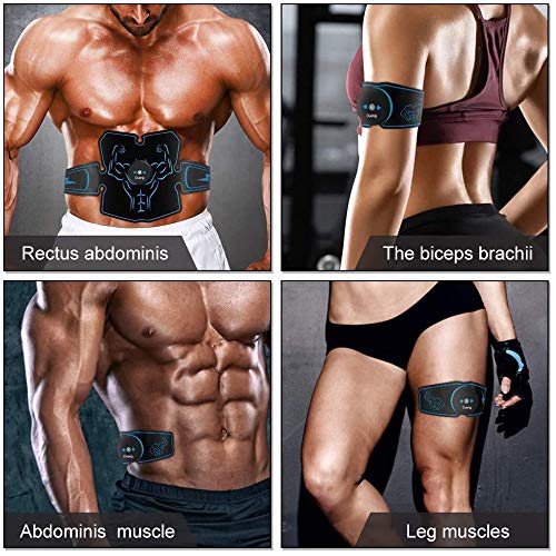 Duang Estimulador Muscular EMS Entrenador deAbdominales Entrenamiento Físico Equipos Toner -USB Recargable Ultimate Stimulator 12PCS Gel de Repuesto Equipo de Entrenamiento Hombresy Mujeres