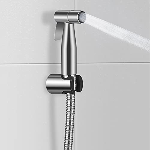 Ducha Bidé, Pulverizador Bidet Acero Inoxidable, Grifo Bidet Portatil con Manguera de Ducha de 1.5m y Soporte para Baño, Rociador de Pañales de Tela de Bebé/Ducha para Mascotas/Higiene Femenina