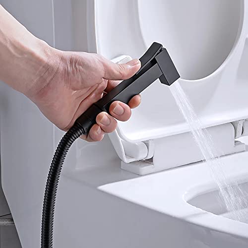 Ducha Bidet, Negro Pulverizador de Bidé de Mano en Latón Rociador de Bidé de Mano Montaje en La Pared Juego de Pulverizador de Bidé con Manguera Ducha 1.5m, para Higiene Personal