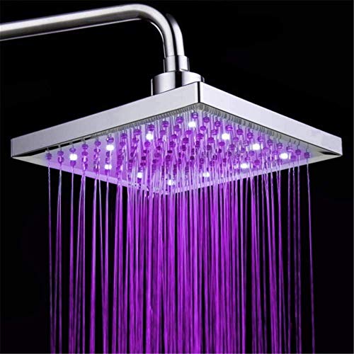 Ducha con sensor de temperatura, 3 cambios de color - 8 Inch Square Rociador superior de ducha con 12 leds para baño