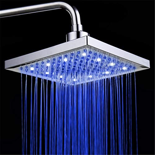 Ducha con sensor de temperatura, 3 cambios de color - 8 Inch Square Rociador superior de ducha con 12 leds para baño