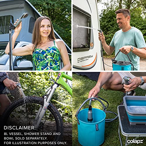 Ducha de camping recargable Colapz - Ducha portátil para perros - Jet Wash para bicicletas - 1 cabezal de ducha - 1 cabezal de chorro - Estuche de transporte incluido