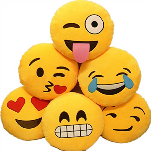 Ducomi Cojines Emoji Emoticon Smiley y Poo – Suave cojín 30 cm, gadget cumpleaños regalo – Cojines decorativos regalos para fiestas – Envío desde IT (Face 07)