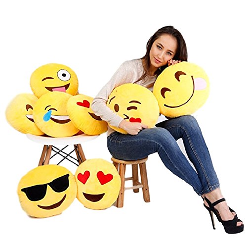 Ducomi Cojines Emoji Emoticon Smiley y Poo – Suave cojín 30 cm, gadget cumpleaños regalo – Cojines decorativos regalos para fiestas – Envío desde IT (Face 07)