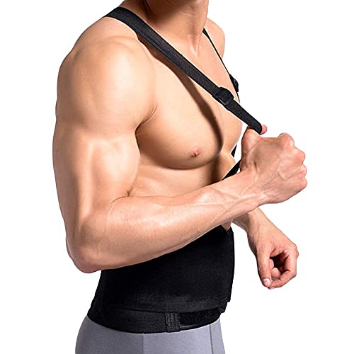 Ducomi Rudi - Faja lumbar con tirantes – Cinturón elástico con soporte postural para trabajo, hernia, levantamiento de pesas, ejercicios, gimnasio – Busto para hombre y mujer con varillas (2XL)