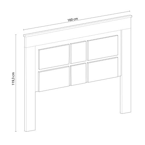 duehome Cabezal para Cama de Matrimonio, cabecero Modelo Lara, Color Cambria y Blanco, Medidas: 160 cm (Ancho) x 119,3 cm (Alto) x 3,8 cm (Fondo)