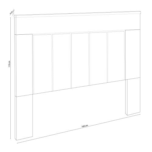 duehome Cabezal para Cama de Matrimonio, cabecero Modelo Rita, Color Andersen Pino y Gris, Medidas: 160 cm (Ancho) x 119 cm (Alto) x 4 cm (Fondo)