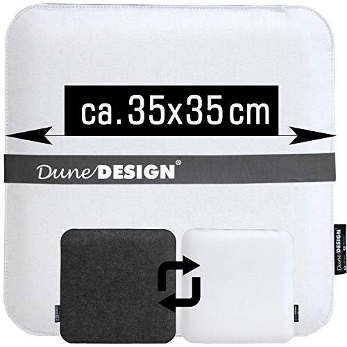 DuneDesign 25mm Cojín de Fieltro para Sillas 35x35cm Cuadrado Antracita y Blanco