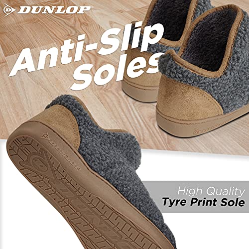 Dunlop Zapatillas Casa Hombre Altas, Pantuflas Hombre Forro Borreguito, Zapatillas Hombre Bota Con Suela Antideslizante, Regalos Para Hombres Adolescentes (41 EU, Gris/Marron, numeric_41)