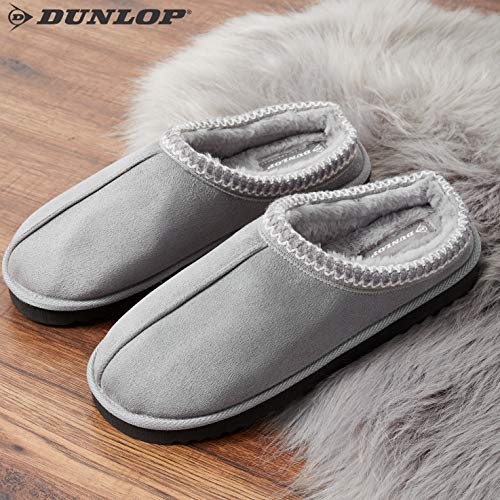 Dunlop Zapatillas Casa Hombre, Zapatillas Hombre Interior Forro Polar, Pantuflas Hombre Suela Antideslizante, Regalos Originales para Hombre y Adolescentes (43, Gris, Numeric_43)