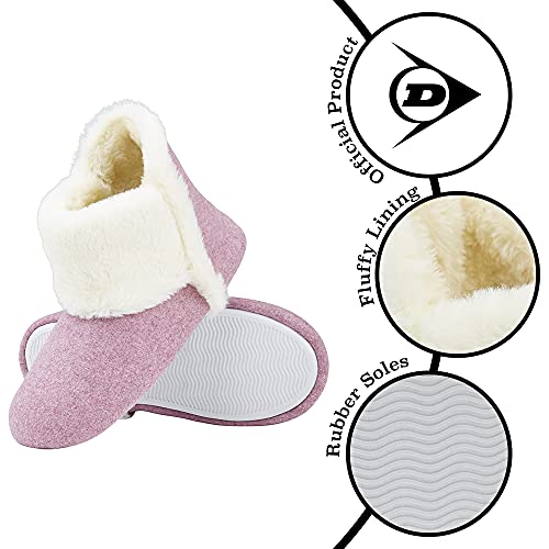 Dunlop Zapatillas Casa Mujer Altas, Pantuflas Mujer Forro Polar Suave, Zapatillas Bota Mujer con Suela Antideslizante, Regalos para Mujer y Chica Adolescente (39 EU, Rosa, Numeric_39)