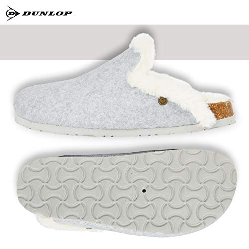 Dunlop Zapatillas Mujer, Zapatillas Casa Mujer con Forro Polar, Pantuflas Mujer Interior Extra Suave, Regalos para Mujer y Chica Adolescente Talla 36-41 (Gris Claro, Numeric_39)