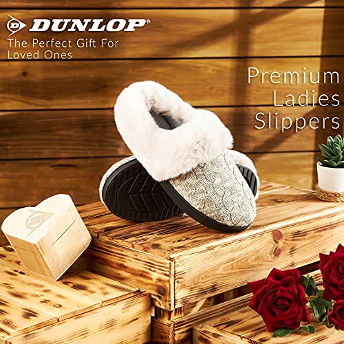 Dunlop Zapatillas Mujer, Zapatillas Casa Mujer Con Forro Polar, Pantuflas Mujer Suela de Goma Antideslizante, Regalos Para Mujer y Adolescentes Talla 36-41 (Gris claro, numeric_37)