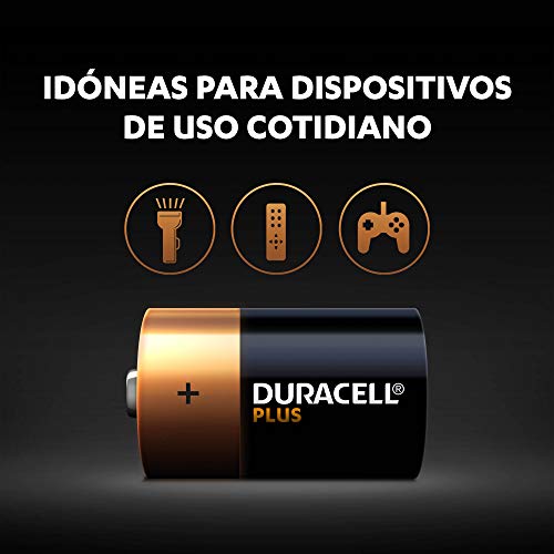 Duracell - Plus D, Pilas Alcalinas (paquete de 4) 1.5 Voltios LR20 MN1300, Exclusivo de Amazon