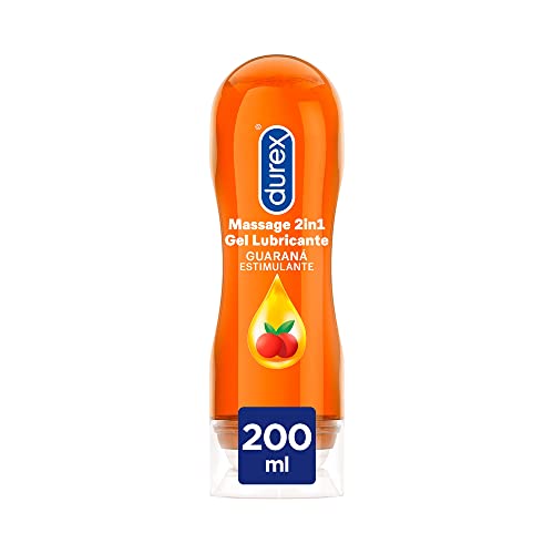 Durex Gel Lubricante Massage 2 en 1 Estimulante Gel de Masaje Erótico y Lubricante Íntimo con Guaraná - 200 ml