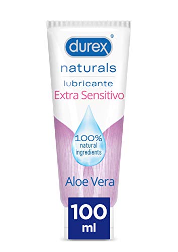 Durex Naturals Extra Sensitivo Lubricante Base Agua, Aloe Vera, % Natural Sin Fragancia, Colorantes ni Agentes Irritantes, 100 Ml