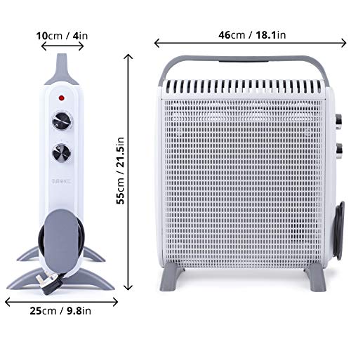 Duronic HV180 Radiador Eléctrico 1800W de Panel de Mica - Estufa sin Aceite Que calienta en 1 Minuto – 4 Ruedas - Bajo Consumo y Ligero