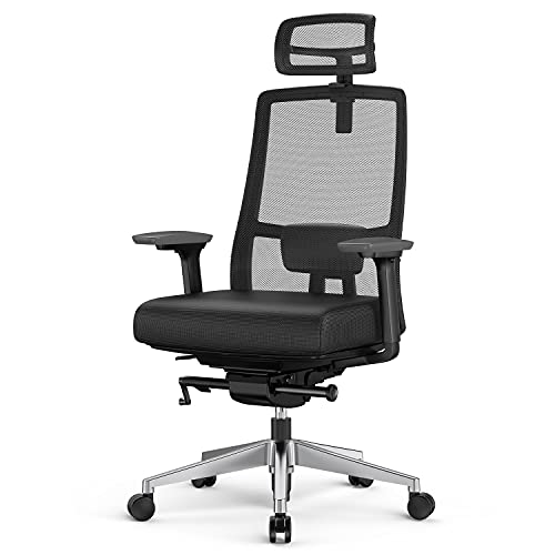 Duwinson Silla ErgonóMica Para Oficina en Casa con Reposabrazos de Ajuste de 4 Direcciones, Respaldo de Ajuste Reclinable,Reposacabezas Ajustable,Soporte Lumbar Acolchado, Asiento Deslizante Giratorio