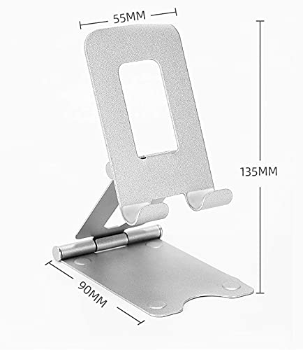 DXIA Soporte Móvil/Tablet, Multiángulo Soporte Teléfono, Soporte Dock Base Plegable & Portátil con Almohadilla de Silicona Antideslizante, para Teléfono Móvil Phone e Tablets, Plata