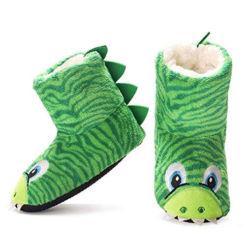 DXQDXQ Niños Zapatillas de Felpa Pantuflas Botas Dinosaurio de Dibujos Animados for Invierno Otoño Casa Cálida Zapatos Slipper Interiores for Niños Niñas Zapatos de Algodón