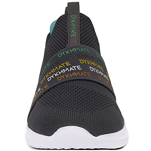 DYKHMATE Zapatillas de Running Mujer Zapatillas Deportivas Ligero Transpirables Malla Sneakers Fitness Atlético Slip On Rainbow Caminar Zapatos (Gris Oscuro,38 EU)