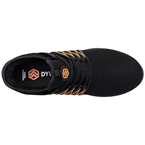 DYKHMILY Zapatillas de Seguridad Hombre Impermeable Antideslizante Ligeras Zapatos de Seguridad Transpirable Trabajo Punta de Acero Calzado de Seguridad Deportivo (Mandarina Negra,45 EU)