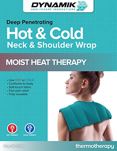 Dynamik Products - Banda para aplicar calor - Apta para calentarla en el microondas - Para aliviar el dolor en cuello y hombros - Relleno de bolitas de sílice - Pequeña