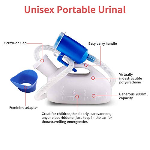 DZOAFN Urinario Unisex Portable 2000ML 3 en 1 Botella de orina a Prueba de Fugas para Viajes en Coche Camping al Aire Libre Caravana Festivales Niños Ancianos