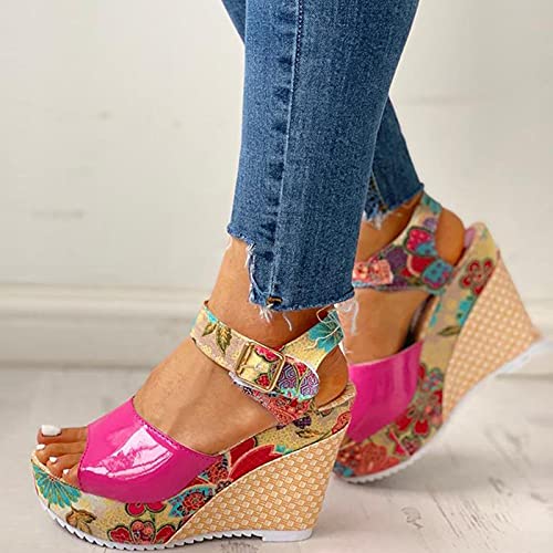 DZQQ Moda INS Hot Lace Ocio Mujeres Cuñas Zapatos de tacón de Mujer Sandalias de Verano Plataforma de Fiesta Zapatos de Tacones Altos Mujer