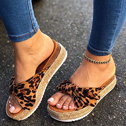 DZQQ Sandalias para Mujer, Zapatos de Verano, cuñas, Sandalias Bonitas de Fondo Grueso, Verano 2020, Sandalias de Plataforma Impermeables con Lazo de Mariposa, Zapatos