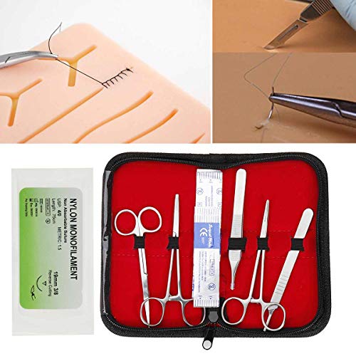 DZWJ Kit de Entrenamiento quirúrgico de sutura de Piel médica Almohadilla de Silicona Tijeras de Aguja Suave Fácil de operar Silicona Ayudas de enseñanza médica