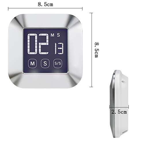 E-More - Temporizador de cocina digital con pantalla táctil, reloj magnético de cuenta atrás con pantalla LCD grande y alarma