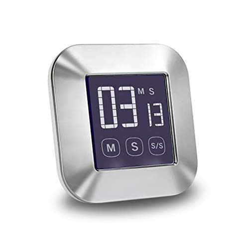 E-More - Temporizador de cocina digital con pantalla táctil, reloj magnético de cuenta atrás con pantalla LCD grande y alarma