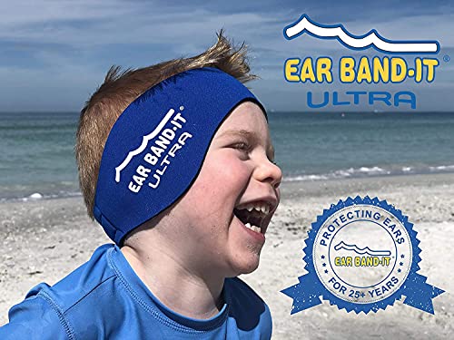 Ear Band-It Diadema de natación (retener el Agua, Sujetar Tapones para los oídos) Recomendado por el médico y protección contra el Agua Mediano (Edades 4-9) Azul