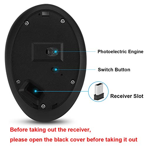 EasyULT Ratón Vertical Inalámbrico, Ratón Portátil óptico Ergonómico Recargable 2.4 G, 800/1200/1600 dpi 3 Niveles Ajustable, 6 Botones, para PC/portátil/Mac-Gris